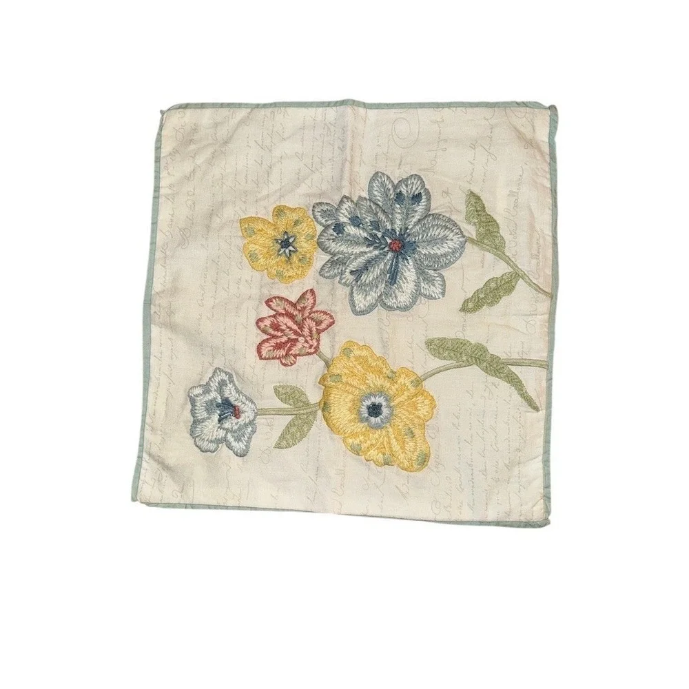 Pier 1 Decorative Pillow Covers 18x18 Floral Embroidered mustard velvet set of 2